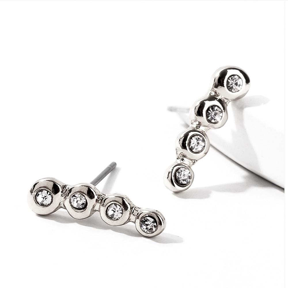 Silver Crystal Mini Ear Crawlers - Picture 2 of 7
